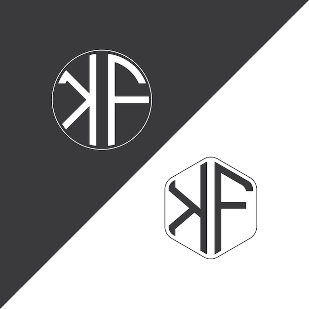 Logotipo inicial de monograma de KF con diseño creativo de logotipo en forma de círculo y polígono