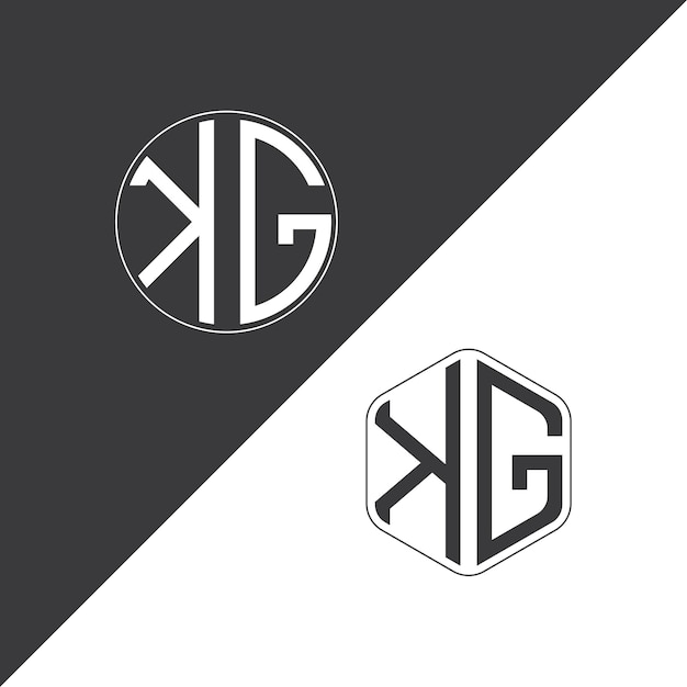 Logotipo inicial de monograma de KJ con diseño creativo de logotipo en forma de círculo y polígono