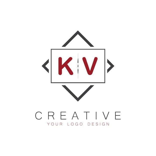 Logotipo inicial de monograma KV con diseño creativo de estilo cuadrado