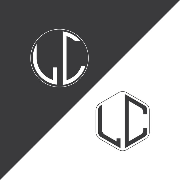El logotipo inicial del monograma LC con forma de círculo y polígono diseño creativo del logotipo