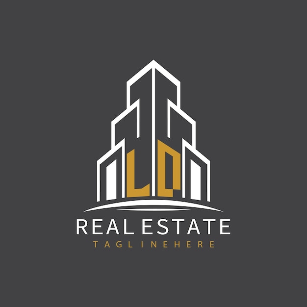 Logotipo inicial de monograma LD para bienes raíces con diseño creativo de la forma del edificio