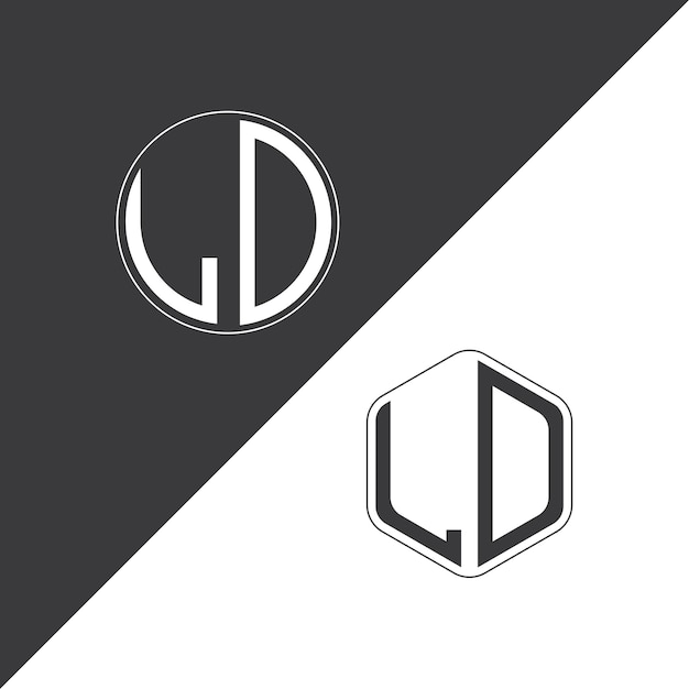 Logotipo inicial de monograma LD con diseño creativo de logotipo en forma de círculo y polígono