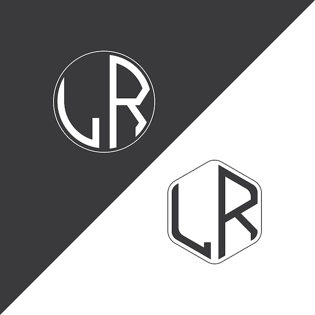 Logotipo inicial del monograma LR con forma de círculo y polígono diseño creativo del logotipo