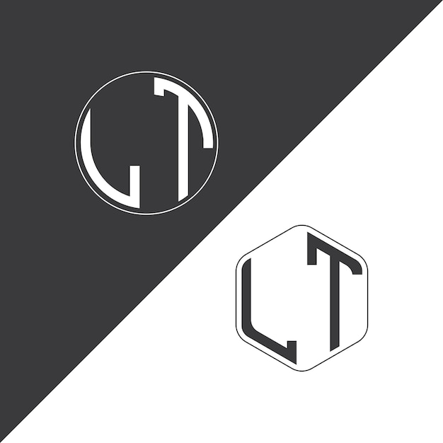 Logotipo inicial de monograma LT con diseño creativo de logotipo en forma de círculo y polígono
