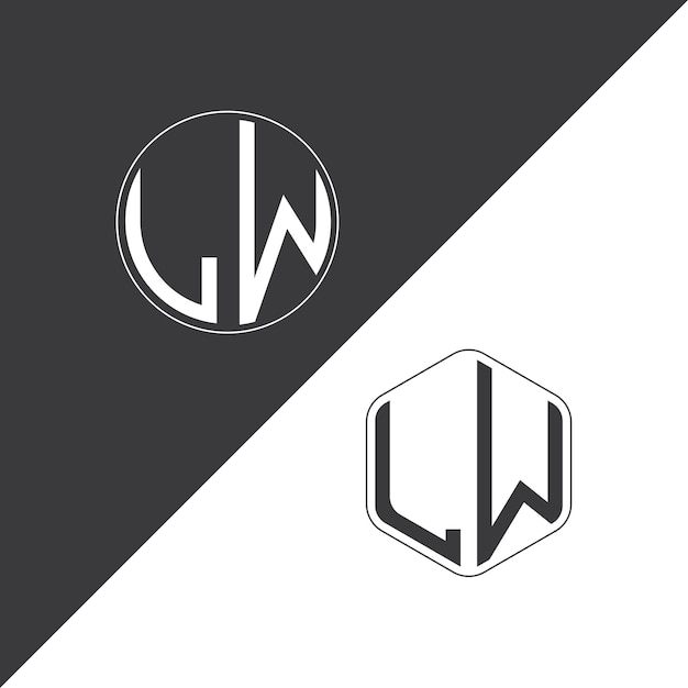Logotipo inicial de monograma LW con diseño creativo de logotipo en forma de círculo y polígono