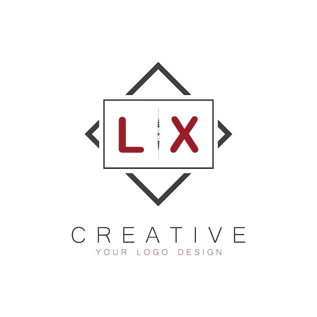 Logotipo inicial de monograma LX con diseño creativo de estilo cuadrado