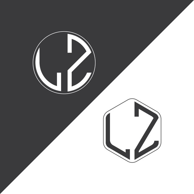 Logotipo inicial de monograma de LZ con diseño creativo de logotipo en forma de círculo y polígono
