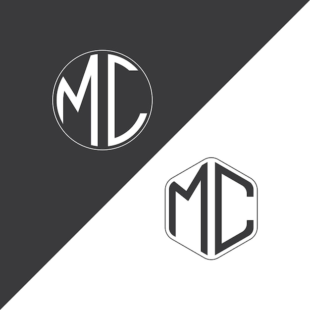 El logotipo inicial del monograma MC con forma de círculo y polígono diseño creativo del logotipo