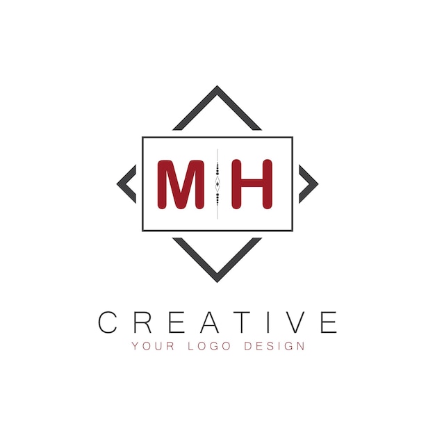 El logotipo inicial del monograma MH con un diseño creativo de estilo cuadrado