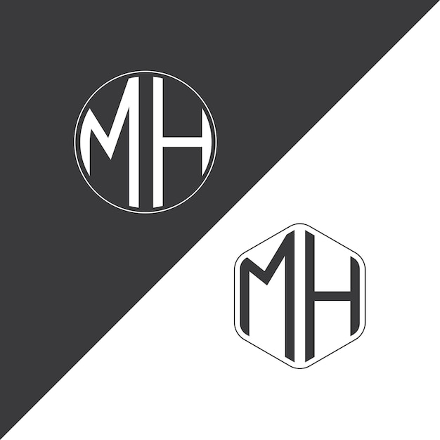El logotipo inicial del monograma MH con forma de círculo y polígono diseño creativo del logotipo