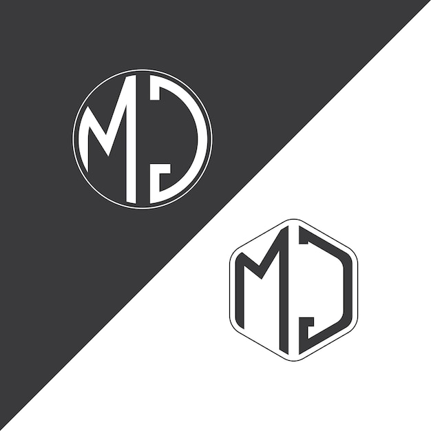 Logotipo inicial de monograma de MJ Con diseño creativo de logotipo en forma de círculo y polígono