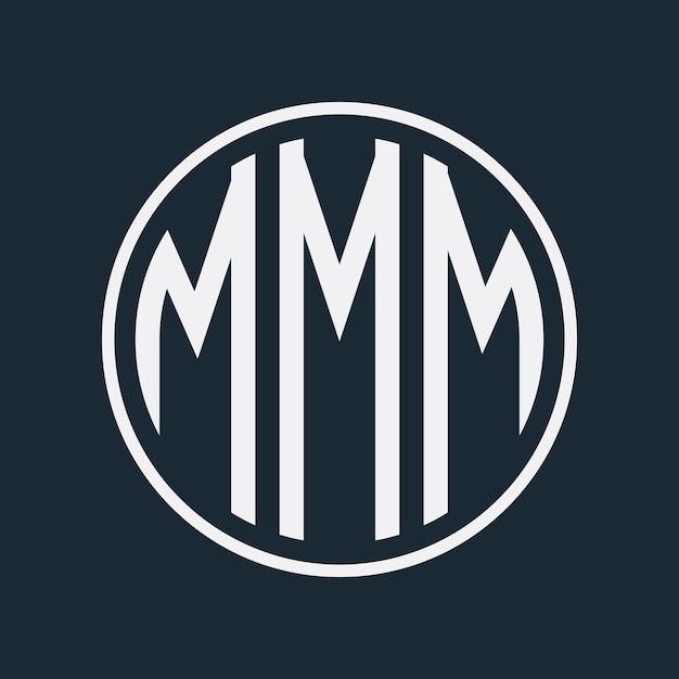 Logotipo inicial del monograma de MMM con diseño de estilo círculo
