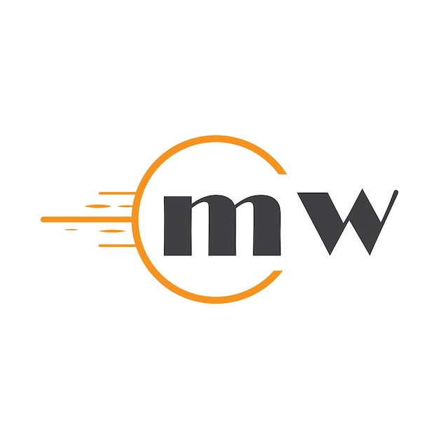Logotipo inicial de monograma mw con diseño de estilo círculo