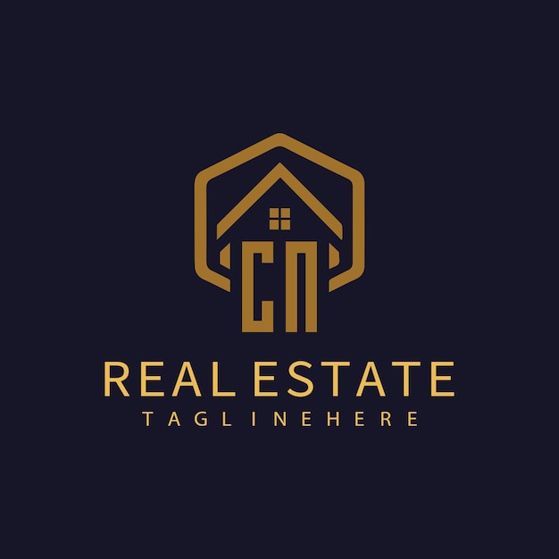 Logotipo inicial de monograma de la NC para bienes inmuebles con diseño creativo en forma de hogar