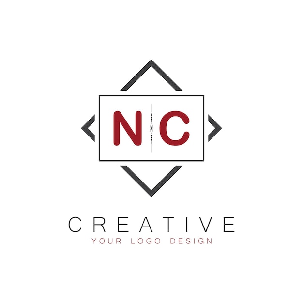 Logotipo inicial de monograma NC con diseño creativo de estilo cuadrado