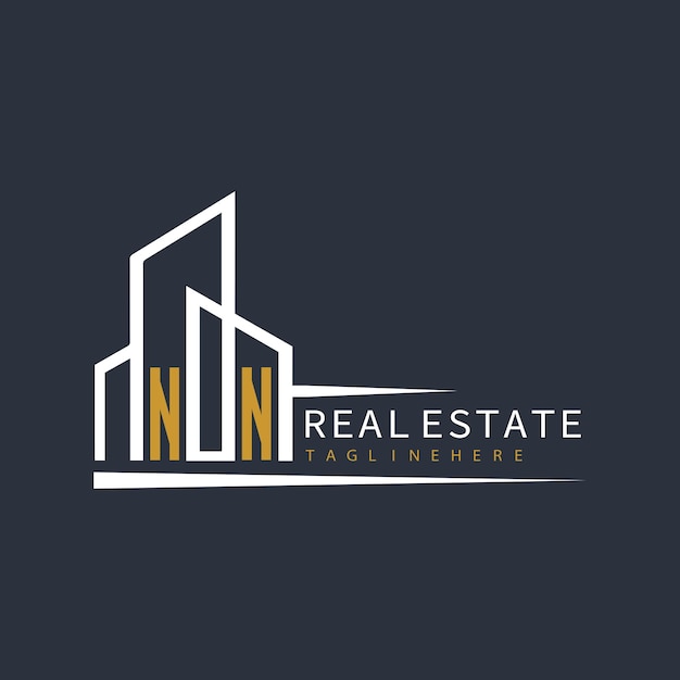 Logotipo inicial de monograma NN para bienes raíces con diseño creativo de la forma del edificio