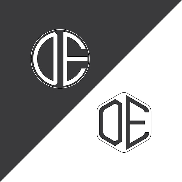 Logotipo inicial de monograma de OE con diseño creativo de logotipo en forma de círculo y polígono
