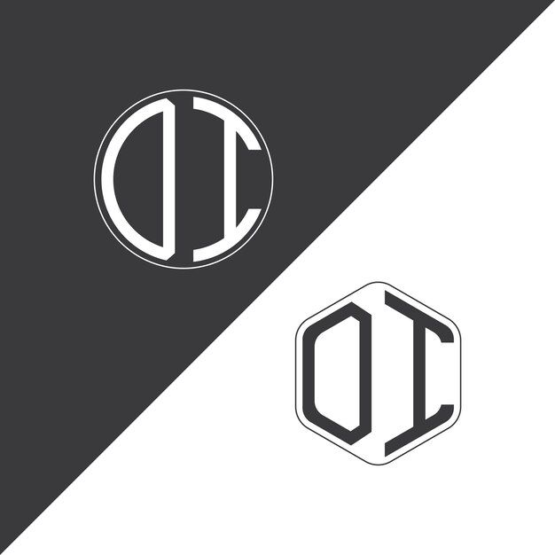 Logotipo inicial del monograma de OI Con diseño creativo del logotipo en forma de círculo y polígono