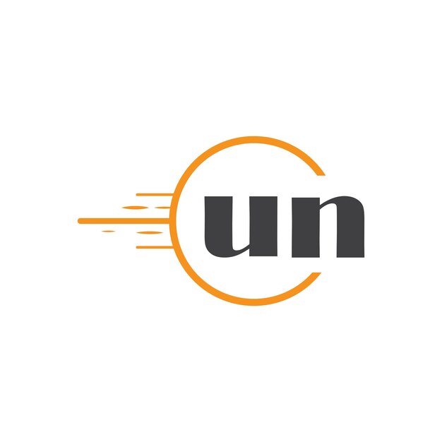 logotipo inicial del monograma de la ONU con diseño de estilo círculo