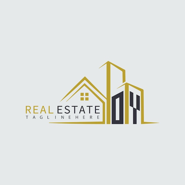 Logotipo inicial de monograma de OY para bienes raíces con diseño creativo en forma de casa