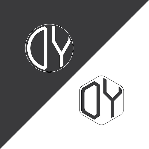 Logotipo inicial de monograma de OY con diseño creativo de logotipo en forma de círculo y polígono