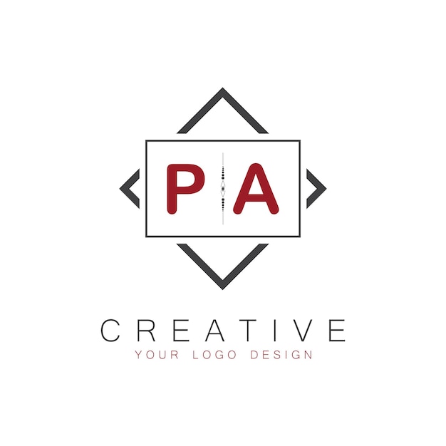 El logotipo inicial del monograma PA con un diseño creativo de estilo cuadrado