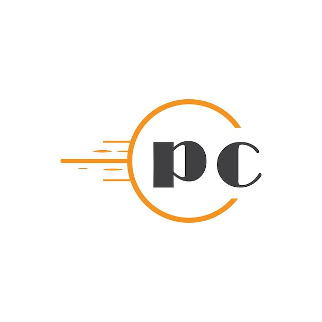 logotipo inicial de monograma pc con diseño de estilo de círculo