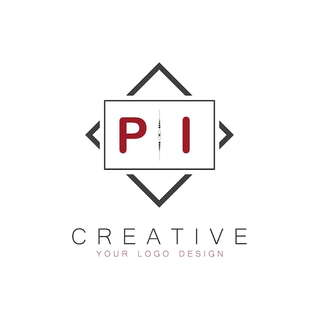Logotipo inicial del monograma de PI con diseño creativo de estilo cuadrado