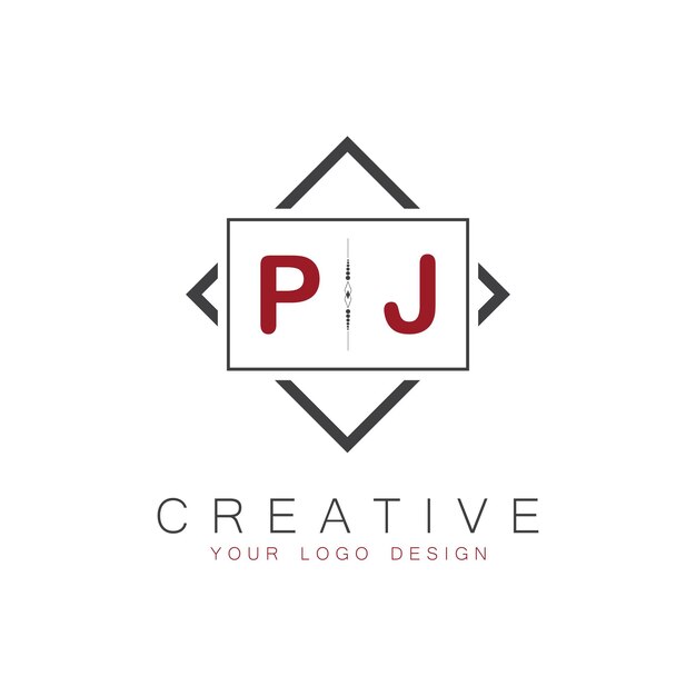 Logotipo inicial de monograma de PJ con diseño creativo de estilo cuadrado