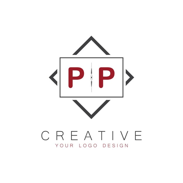Logotipo inicial de monograma PP con diseño creativo de estilo cuadrado