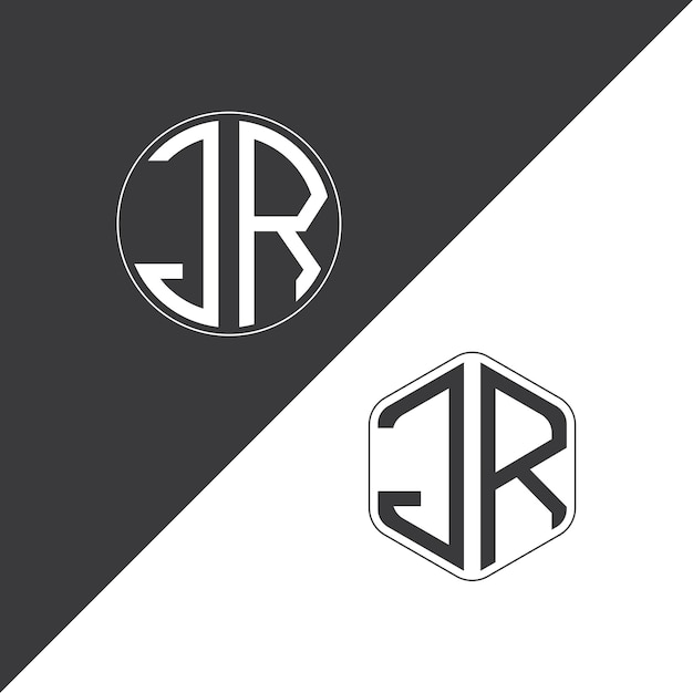 Logotipo inicial de monograma de PrintJR Con diseño creativo de logotipo en forma de círculo y polígono