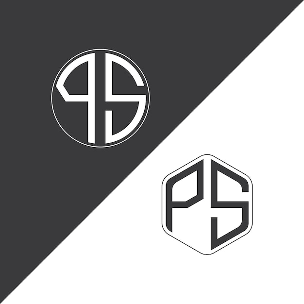 Logotipo inicial del monograma de PS Con forma de círculo y polígono diseño creativo del logotipo
