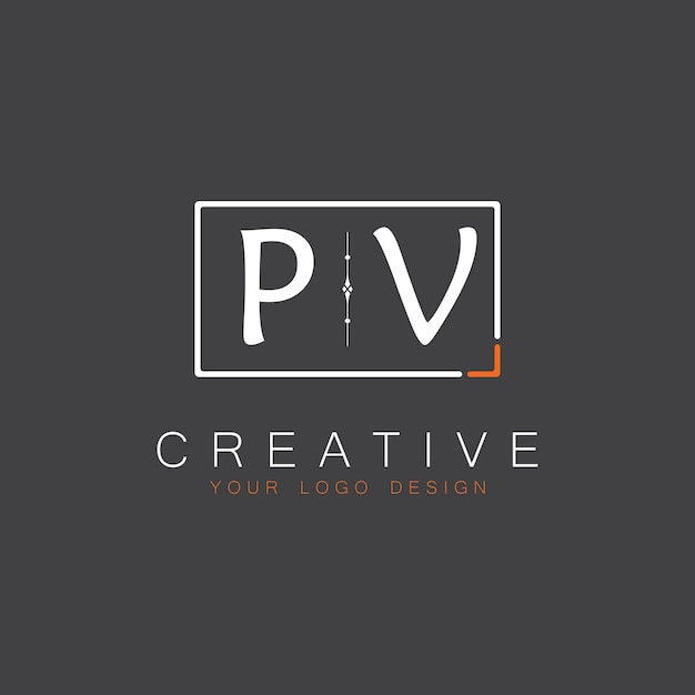 Logotipo inicial de monograma PV para Creative con diseño de estilo cuadrado