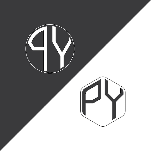 Logotipo inicial de monograma PY Con diseño creativo de logotipo en forma de círculo y polígono