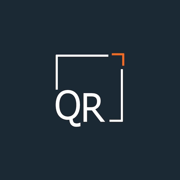 Logotipo inicial de monograma QR con diseño de estilo cuadrado