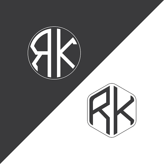 Logotipo inicial de monograma RK Con diseño creativo de logotipo en forma de círculo y polígono