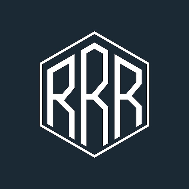El logotipo inicial del monograma de RRR con diseño de estilo Poligon