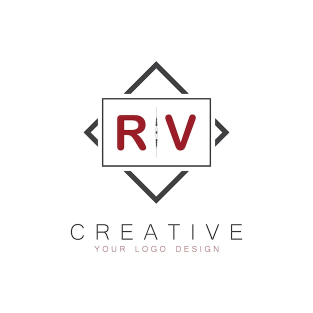 Logotipo inicial de monograma RV con diseño creativo de estilo cuadrado