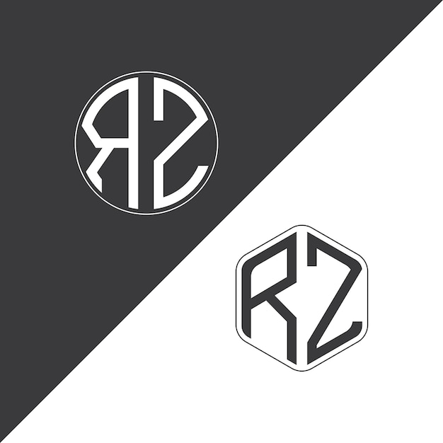 Logotipo inicial de monograma de RZ con diseño creativo de logotipo en forma de círculo y polígono