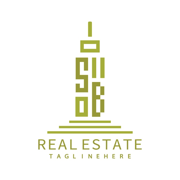 Logotipo inicial de monograma SB para bienes raíces con diseño creativo de la forma del edificio