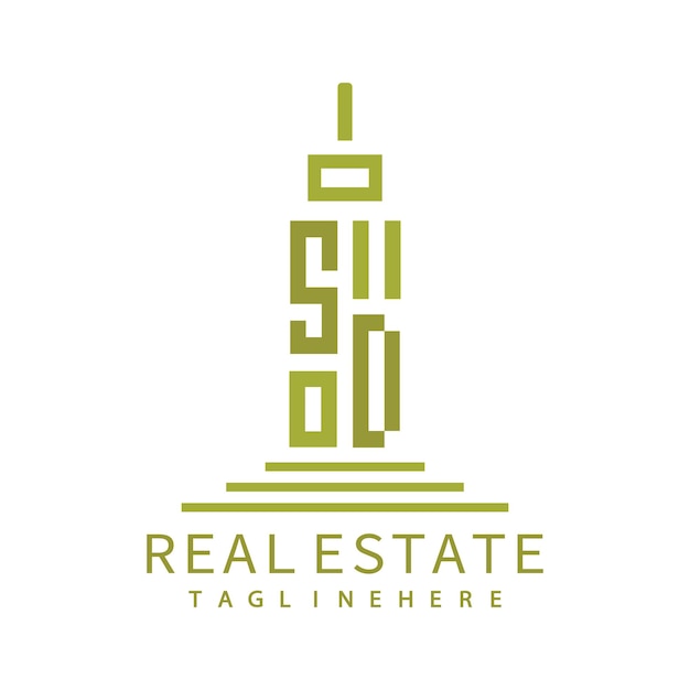 Logotipo inicial de monograma SD para bienes raíces con diseño creativo de la forma del edificio