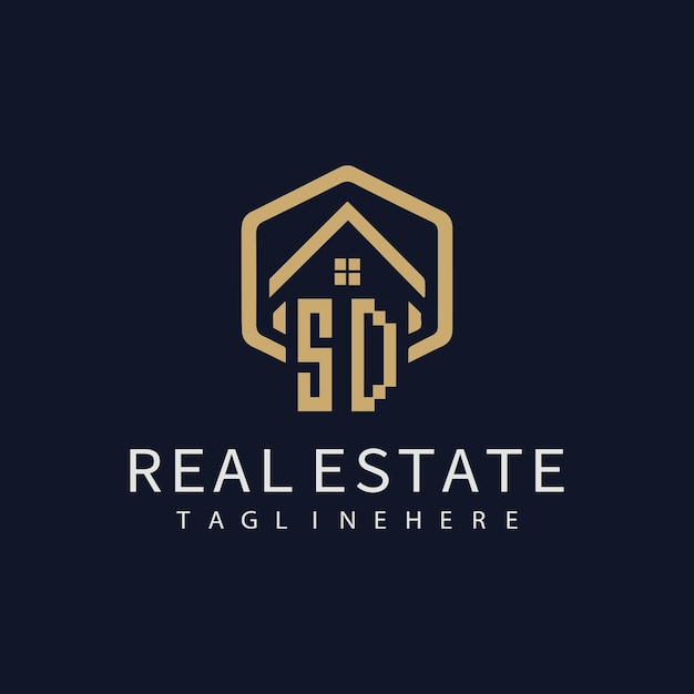Logotipo inicial de monograma SD para bienes raíces con diseño creativo de forma de hogar
