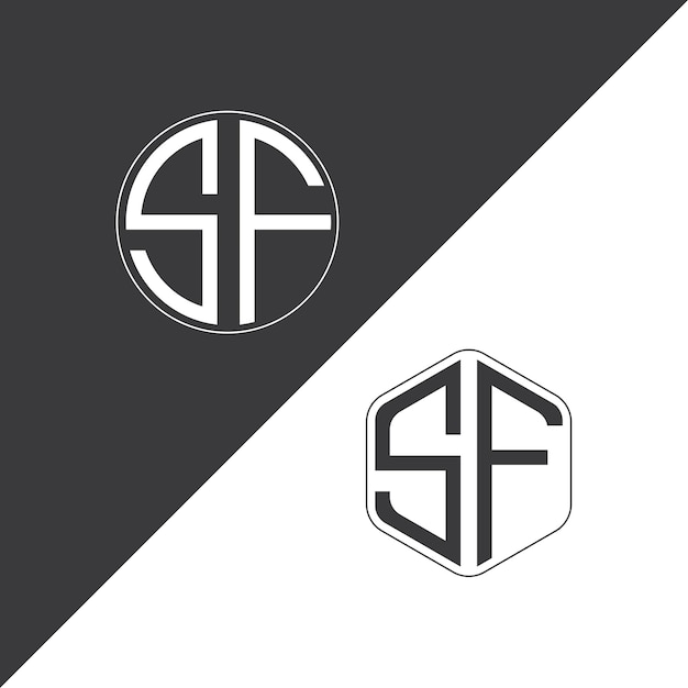El logotipo inicial del monograma SF con forma de círculo y polígono diseño creativo del logotipo