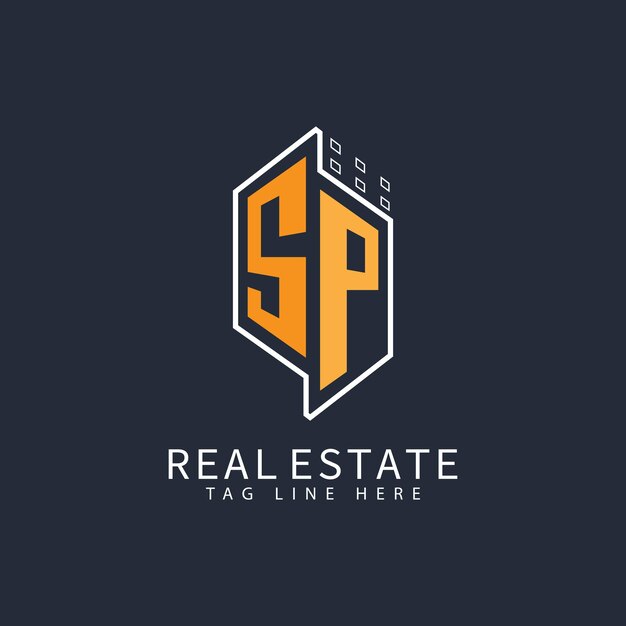 Logotipo inicial de monograma SP para bienes raíces con diseño creativo de forma de hogar