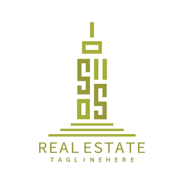 Logotipo inicial de monograma SS para bienes raíces con diseño creativo de la forma del edificio