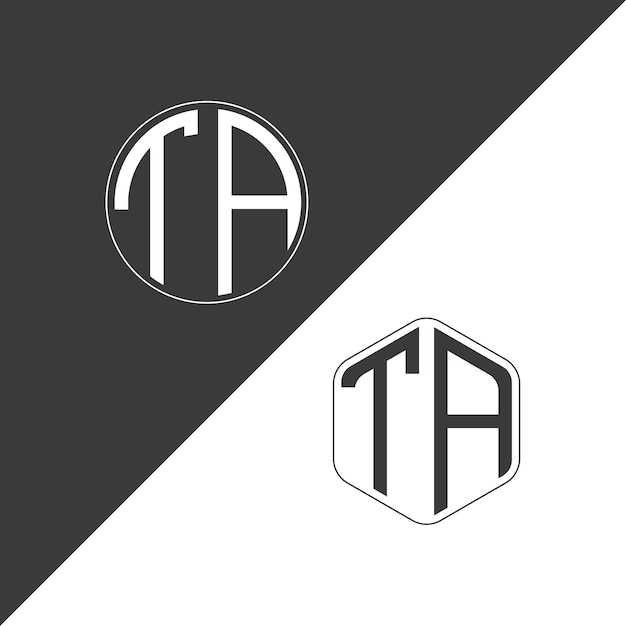 Logotipo inicial del monograma TA con forma de círculo y polígono diseño creativo del logotipo