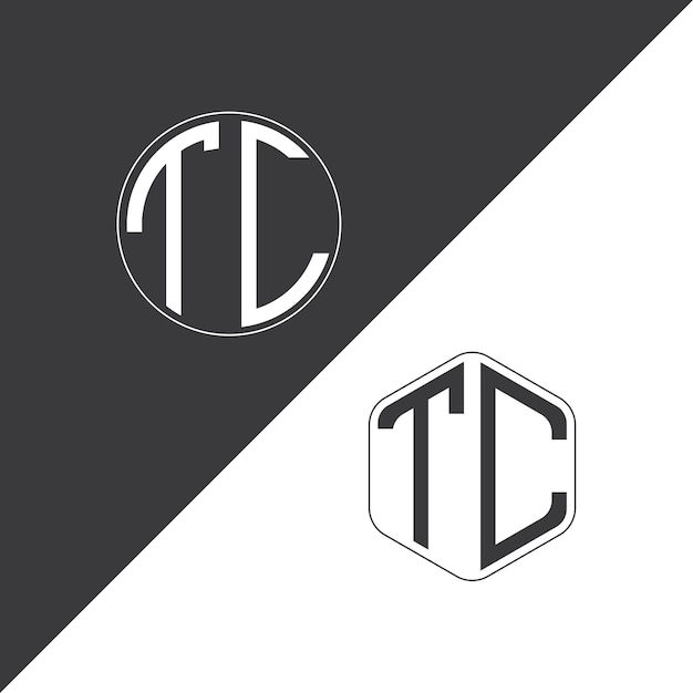 El logotipo inicial del monograma TC con forma de círculo y polígono diseño creativo del logotipo