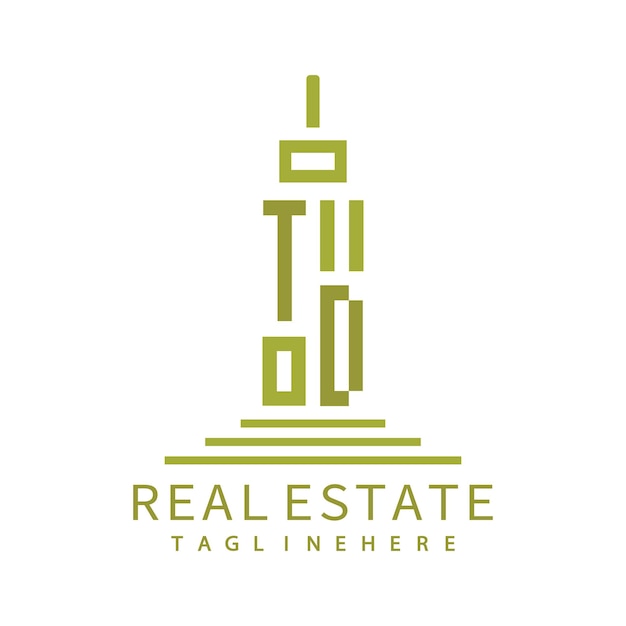 Logotipo inicial de monograma TD para bienes raíces con diseño creativo de la forma del edificio