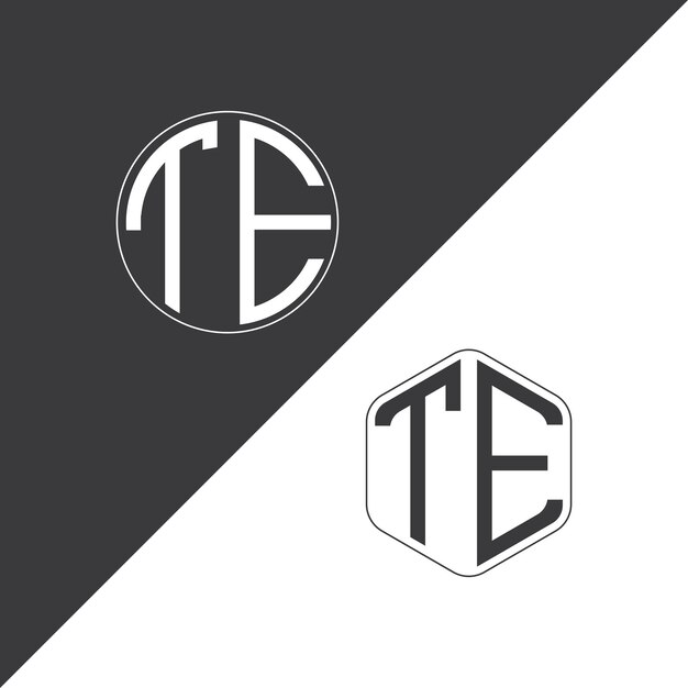 El logotipo inicial del monograma TE con forma de círculo y polígono diseño creativo del logotipo