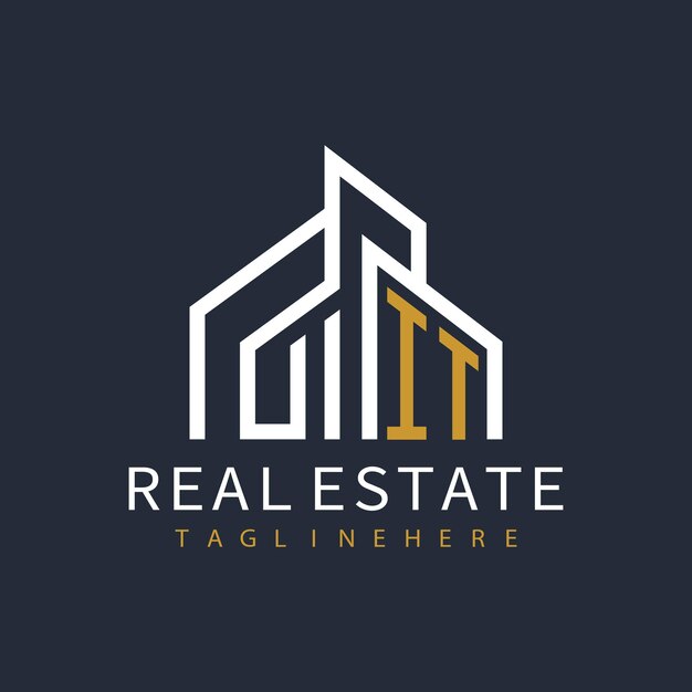 Logotipo inicial de monograma de TI para bienes raíces con diseño creativo de forma de hogar